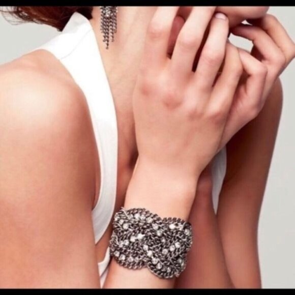 Stella & Dot Petra Braided Crystal Statement Bracelet - Picture 9 of 12